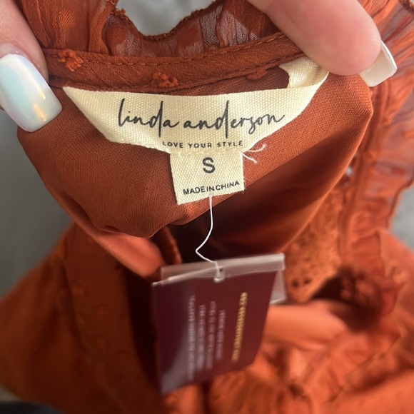 Fall rusty long sleeve flowing dress - Picture 10 of 11